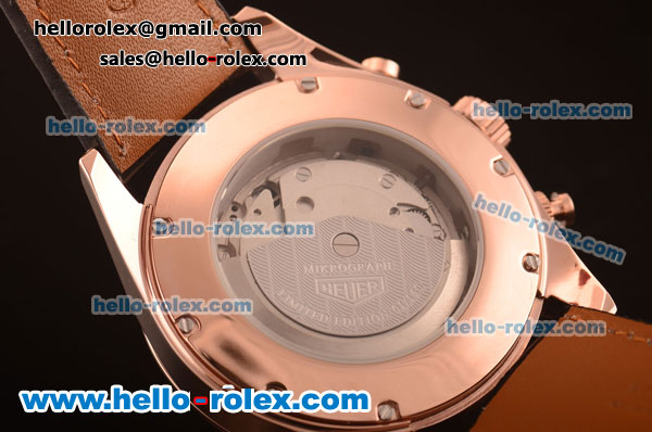 Tag Heuer Mikrograph Asia Automatic Rose Gold Case with Black/White Dial - Click Image to Close
